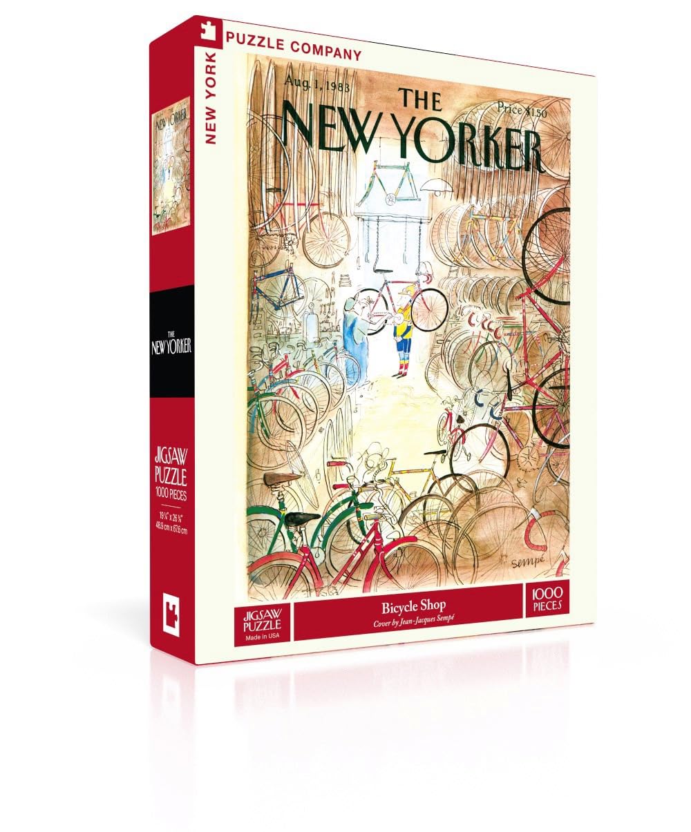 New York Puzzle Company - New Yorker Bicycle Shop - 1000 Piece Jigsaw Puzzle for Family Game Nights by Jean-Jacques Sempé
