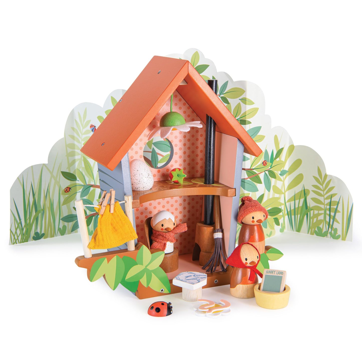 Tender Leaf Toys - Robin’s Nest Box - Wooden Toy Birdhouse with Bird Family and Accessories - Imaginative Play Set - Develop Creative Storytelling