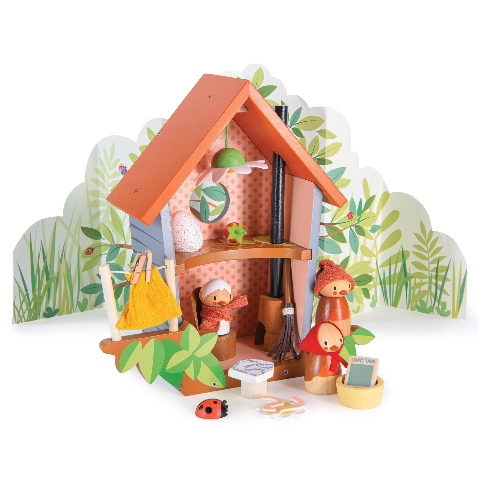 Tender Leaf Toys - Robin’s Nest Box - Wooden Toy Birdhouse with Bird Family and Accessories - Imaginative Play Set - Develop Creative Storytelling