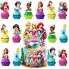 25Pcs Princess Cake Decorations with 24pcs Cupcake Toppers 1pcs Cake Topper for Princess Themed Birthday Party Supplies