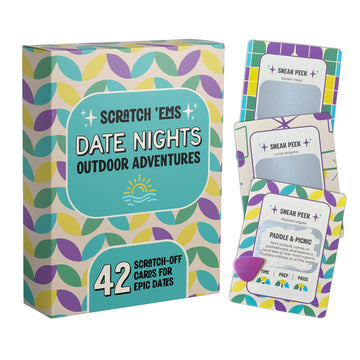 Scratch 'Ems Date Nights Outdoor Adventures | 42 Scratch Off Cards for Couples | Fun Date Night Couple Games for Adults - Vintage Style Cards