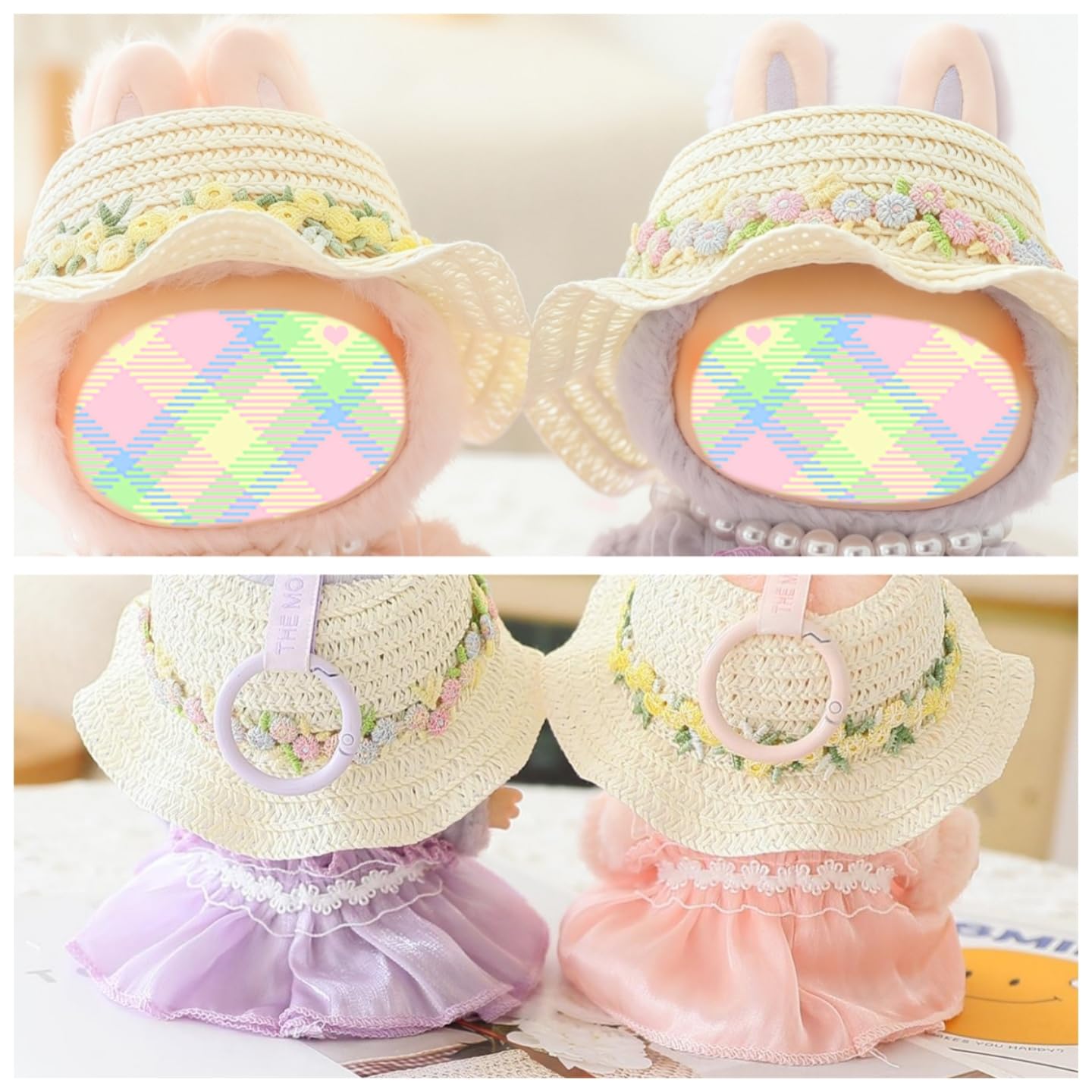 Clothes for Lububu Dolls(No Doll) Accessories, Outfit Set 5 Pieces Gauze Dress for 17cm Doll, Romantic Hat Skirt Shoes Doll Clothing Set Replacement