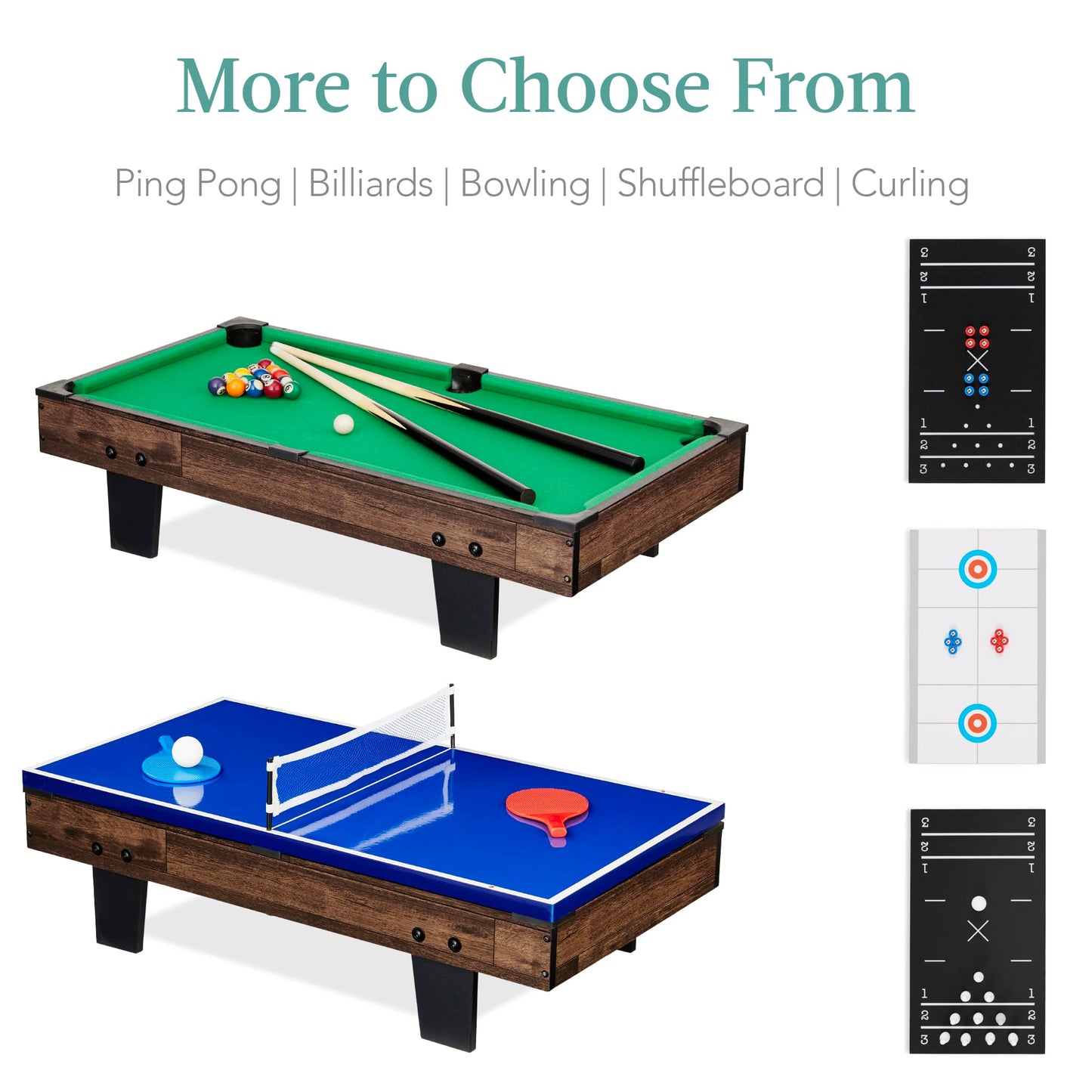 Best Choice Products 11-in-1 Kids Combo Game Table Set w/Ping Pong, Foosball, Air Hockey, Shuffleboard, Bowling, 5 Accessory Bags - Dark Wood