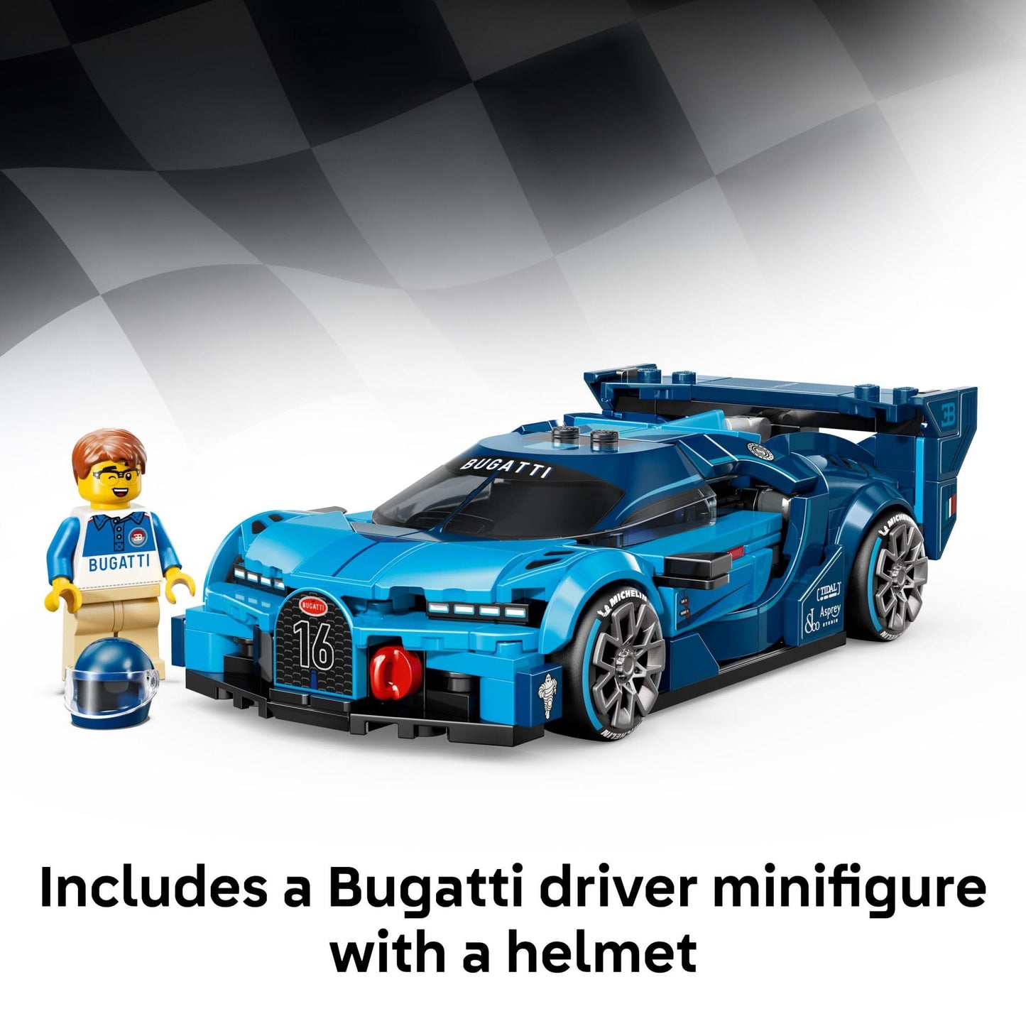 LEGO Speed Champions Bugatti Vision Gran Turismo Hyper Sports Car Building Toy for Kids & Gamers - Building Set W/Bugatti Driver Minifigure for Boys