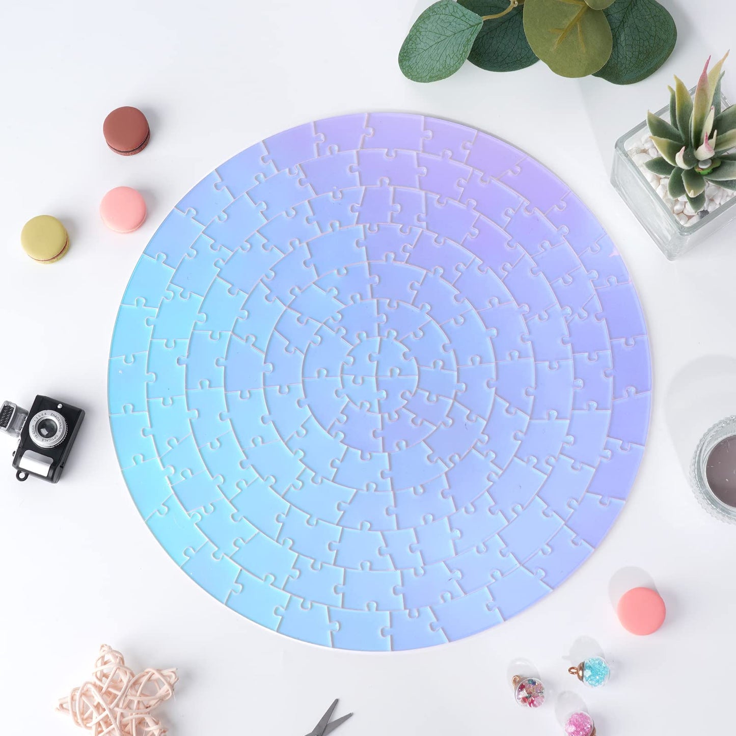 ZZYFGH Round Jigsaw Puzzle, Impossible Challenge 120 Pieces Color Changing Iridescent Acrylic Difficult Puzzles Game for Adult