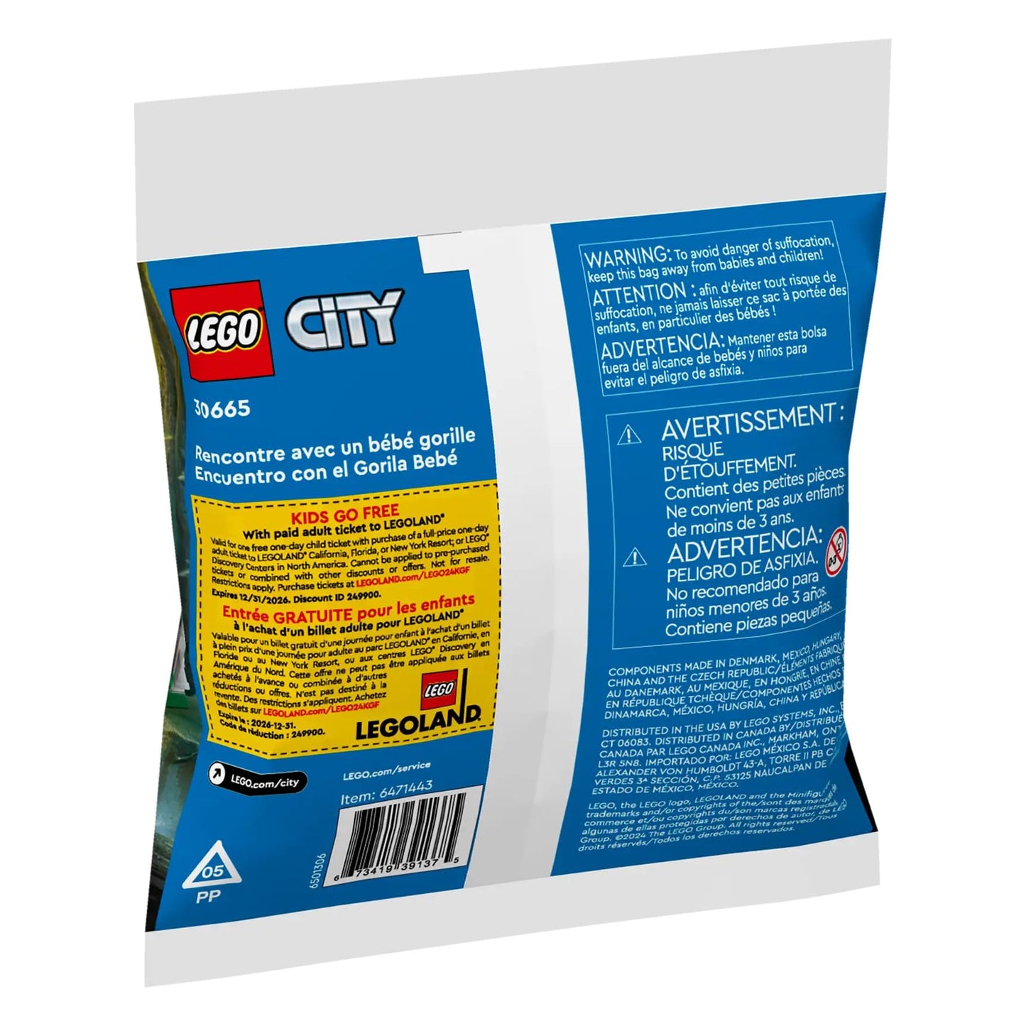 LEGO® City Baby Gorilla Encounter Building Toy Polybag, 30665, 34 Pieces, STEM Toy For Kids Ages 5+
