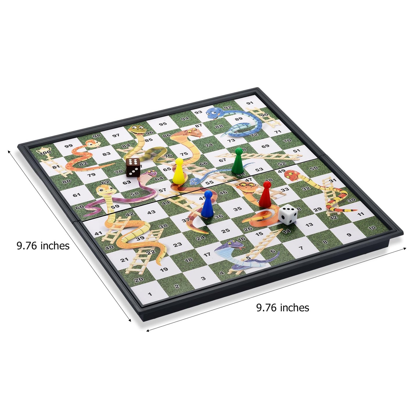 ColorGo Magnetic Snakes and Ladders Board Games with Folding Board Travel Games Set for Kids and Adults (Magnetic Snakes and Ladders Set) - 9.76
