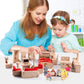 5 Set Dollhouse Furniture Accessories Wooden Bathroom/Living Room/Dining Room/Bedroom/Kitchen House 6 Family Doll Decoration Pretend Play Kids
