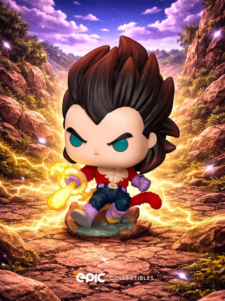 Funko Pop! Anime: Dragon Ball GT - Super Saiyan 4 Vegeta (Flocked) Exclusive Vinyl Figure Bundled with Box Protector