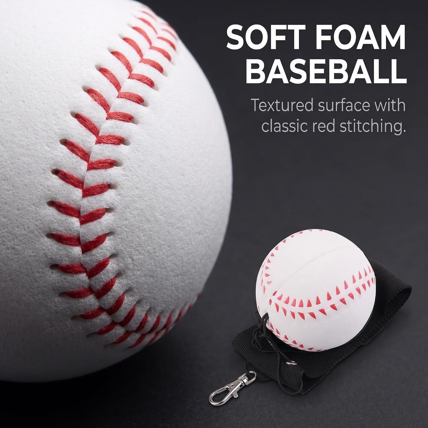 WNHNO Sports Wrist Return Ball, Baseball with Elastic String, Exercise and Play, Sports Reaction Balls (White)