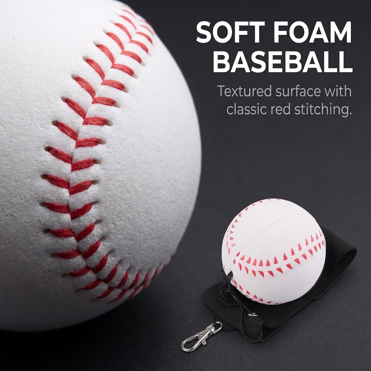 WNHNO Sports Wrist Return Ball, Baseball with Elastic String, Exercise and Play, Sports Reaction Balls (White)