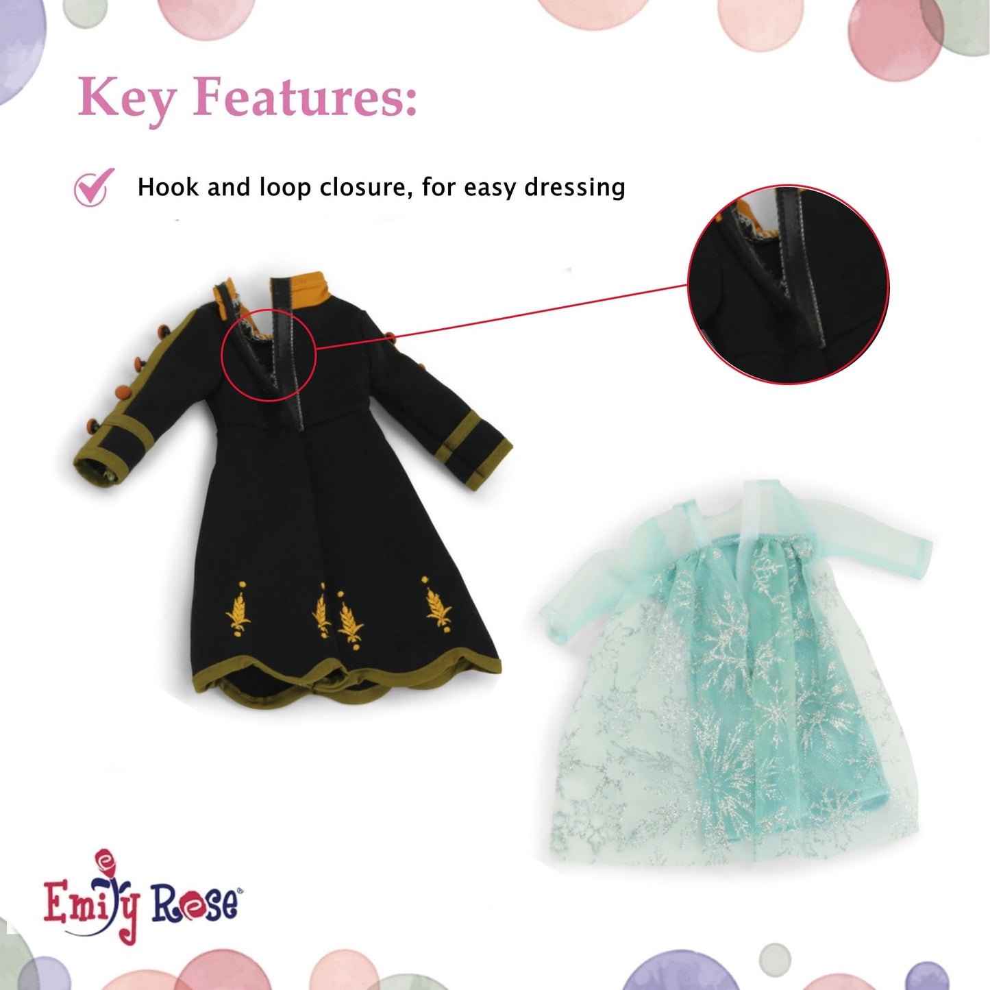 Emily Rose 14 Inch Fashion Doll Clothes 11 PC Princess Costume Playset Gift Set | Perfect Halloween Costume for 14" Wellie Wishers Dolls | USA