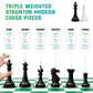 Best Chess Set Ever 3X Tournament Modern Chess Set with Weighted Staunton Pieces, 20x20 Double-Sided Silicone Board, Strategy Guide and Storage Bags