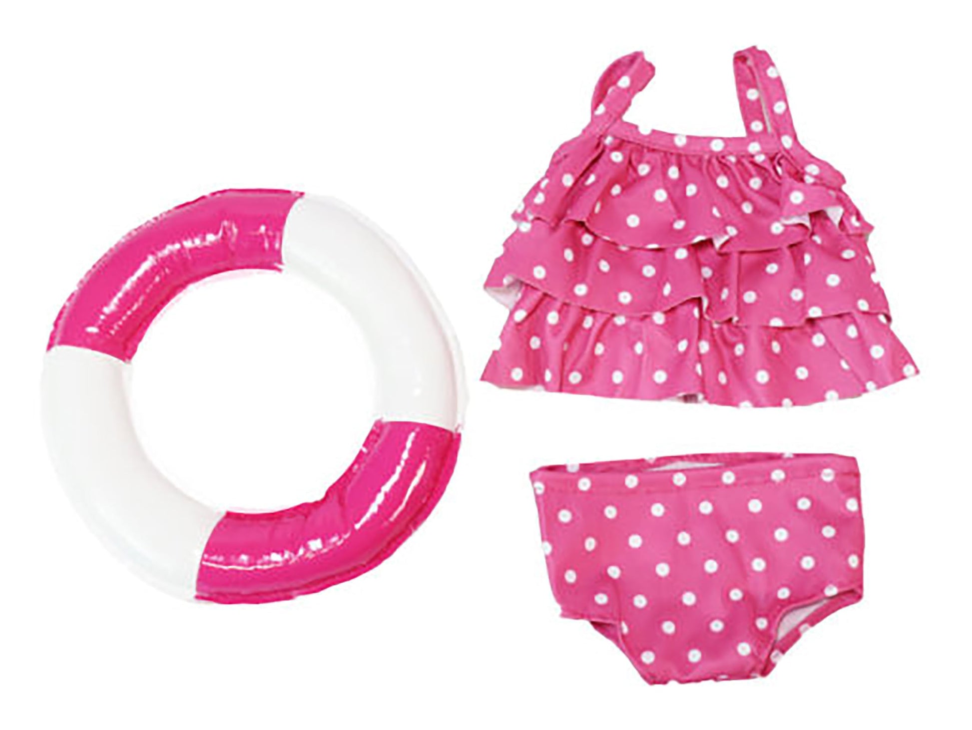 Hot Pink Polkadot 2-Piece Bathing Suit with Float for 18-Inch Dolls | Premium Quality & Trendy Design | Dolls Clothes