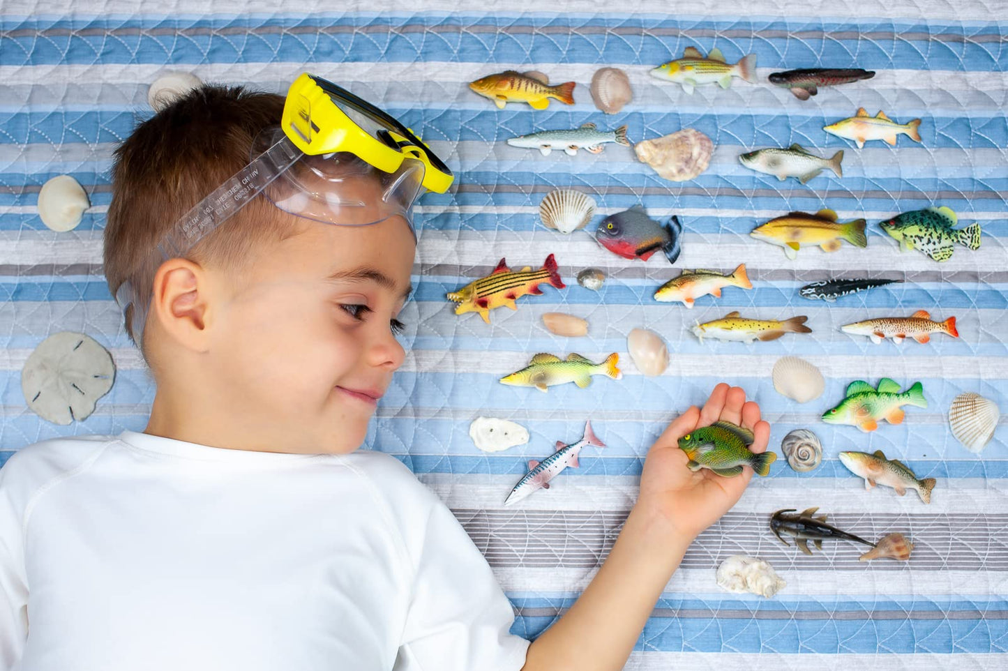 Toy Fish Factory American Angler Collection Toy Fish Set, Toy Fish Figurines, Largemouth Bass Catfish Bluegill Crappie Striper, Educational Toy, Fish