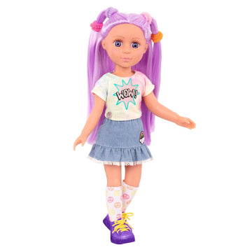 Glitter Girls - 14-Inch Fashion Doll - Blue Eyes & Blue Hair - Bow, Clips, and Colorful Outfit - 3+ Years - Luma