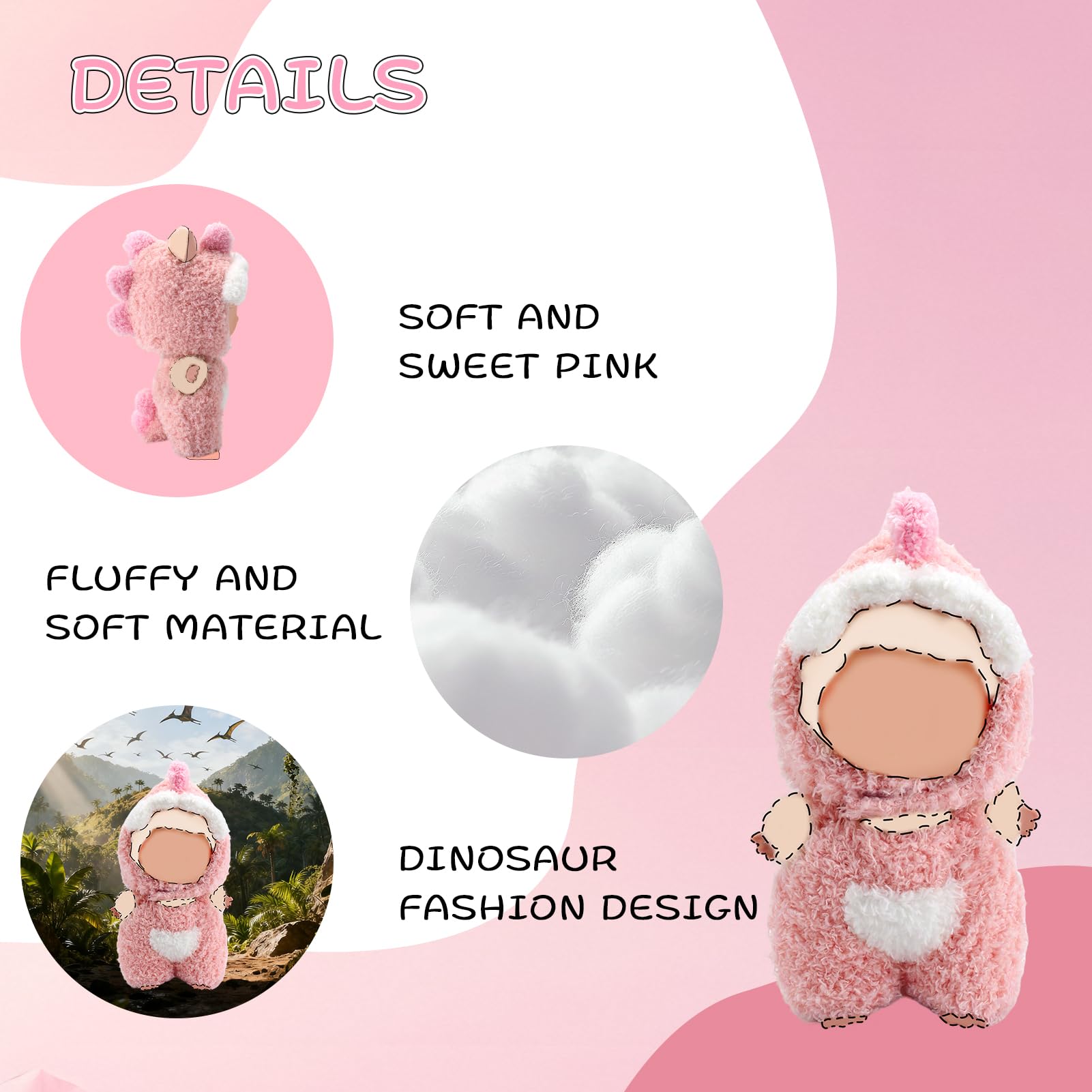 EYEOO 17 cm Doll Clothes Cute Outfits Pink Jumpsuit Animal Clothing Set No Doll