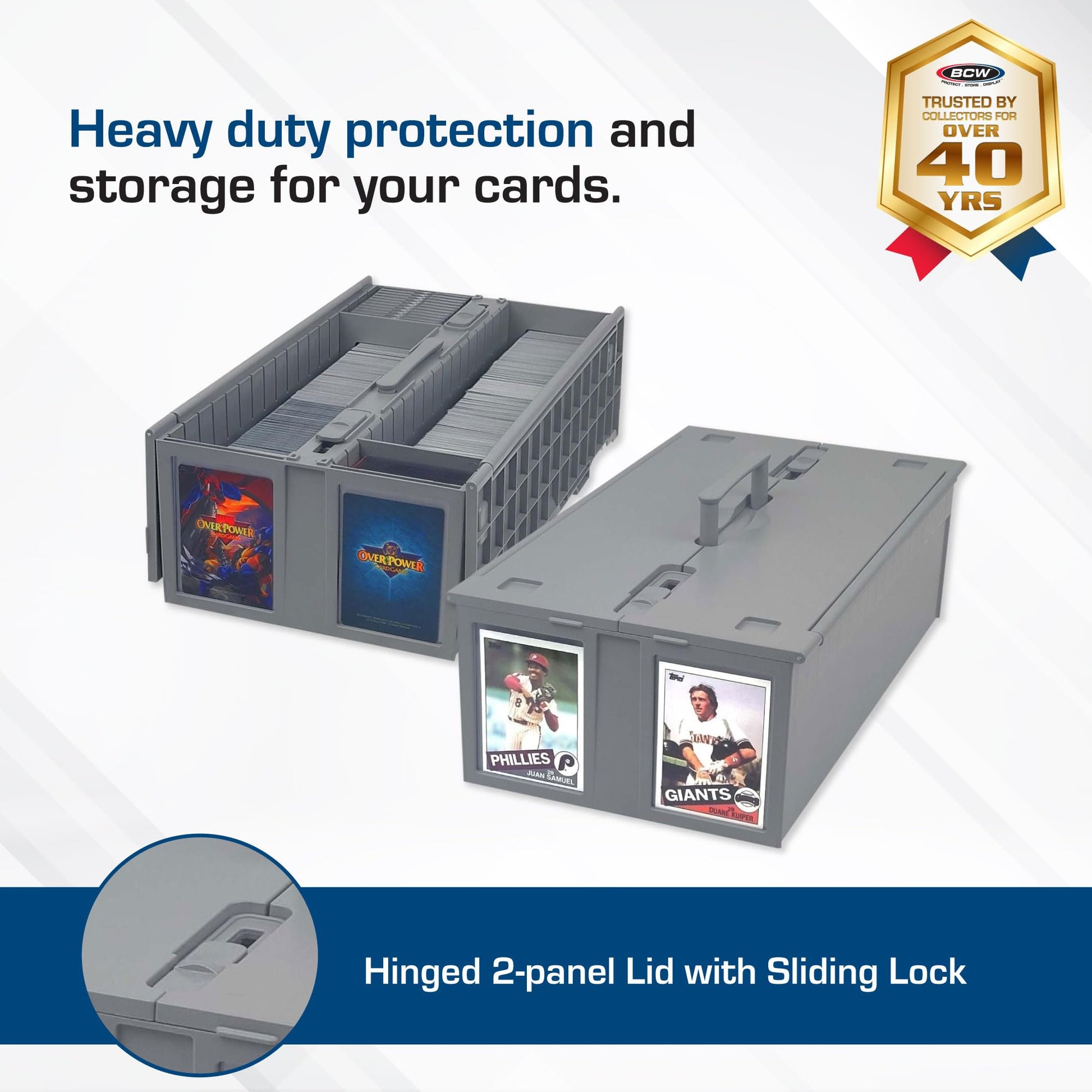 BCW Collectible Card Bin - (Single, Gray) | Holds up to 1600 Cards | Plastic Storage Box for Pokémon, MTG & Sports Cards