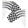 Piokio 20 Pack 8"x5.5" Black and White Checkered Racing Stick Flag, Racing Hand Held Stick Flags, for Nascar Race Party Supplies