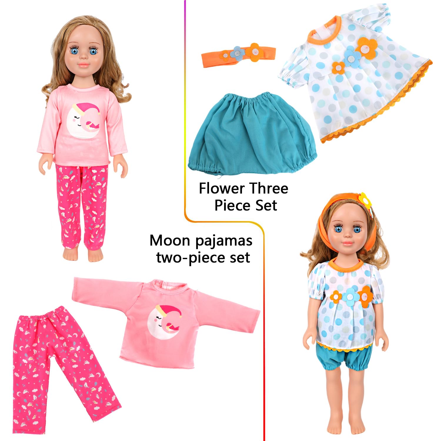 MSYO 10Pcs Doll Clothes and Accessories for 16-18 Inch Girl Dolls,Handmade Fashion Outfits with Dresses,Tops,Pants,Swimsuit,Hat,Headband,Casual &