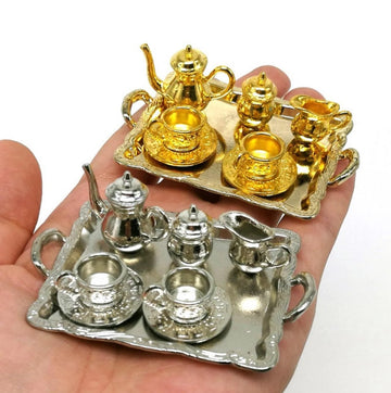Miniature Tea Set(10pcs), Dollhouse Miniatures Dollhouse Decoration, Miniature Artisan Photography Props