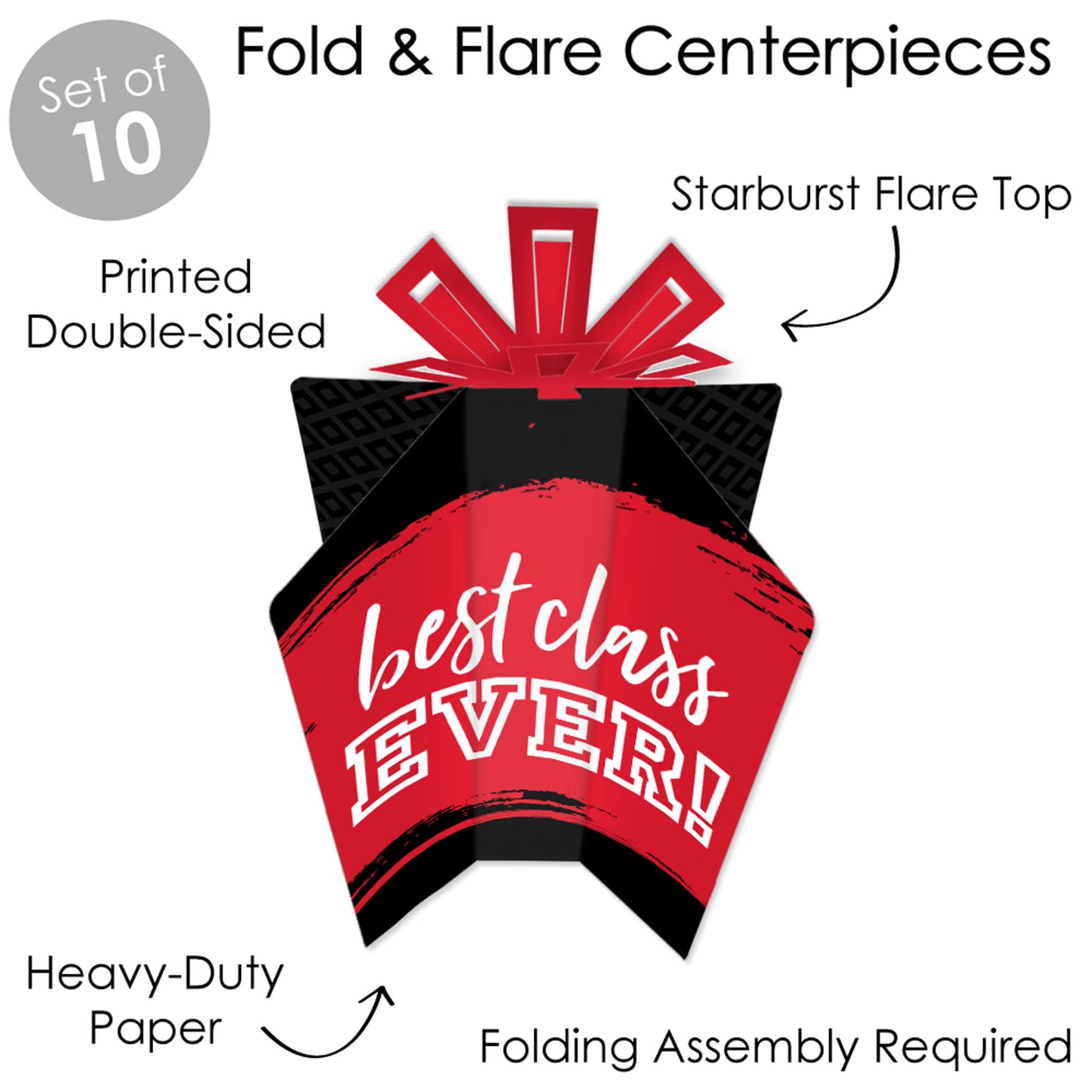 Big Dot of Happiness Reunited Red - Table Decorations - School Class Reunion Party Fold and Flare Centerpieces - 10 Count
