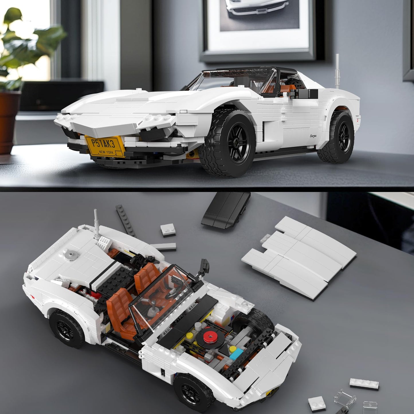Mould King 10198 Technology Supercar Building Block Kits, Car Model Building Sets, MOC Car Gift for Adult Collections Enthusiasts, 1347 Pieces