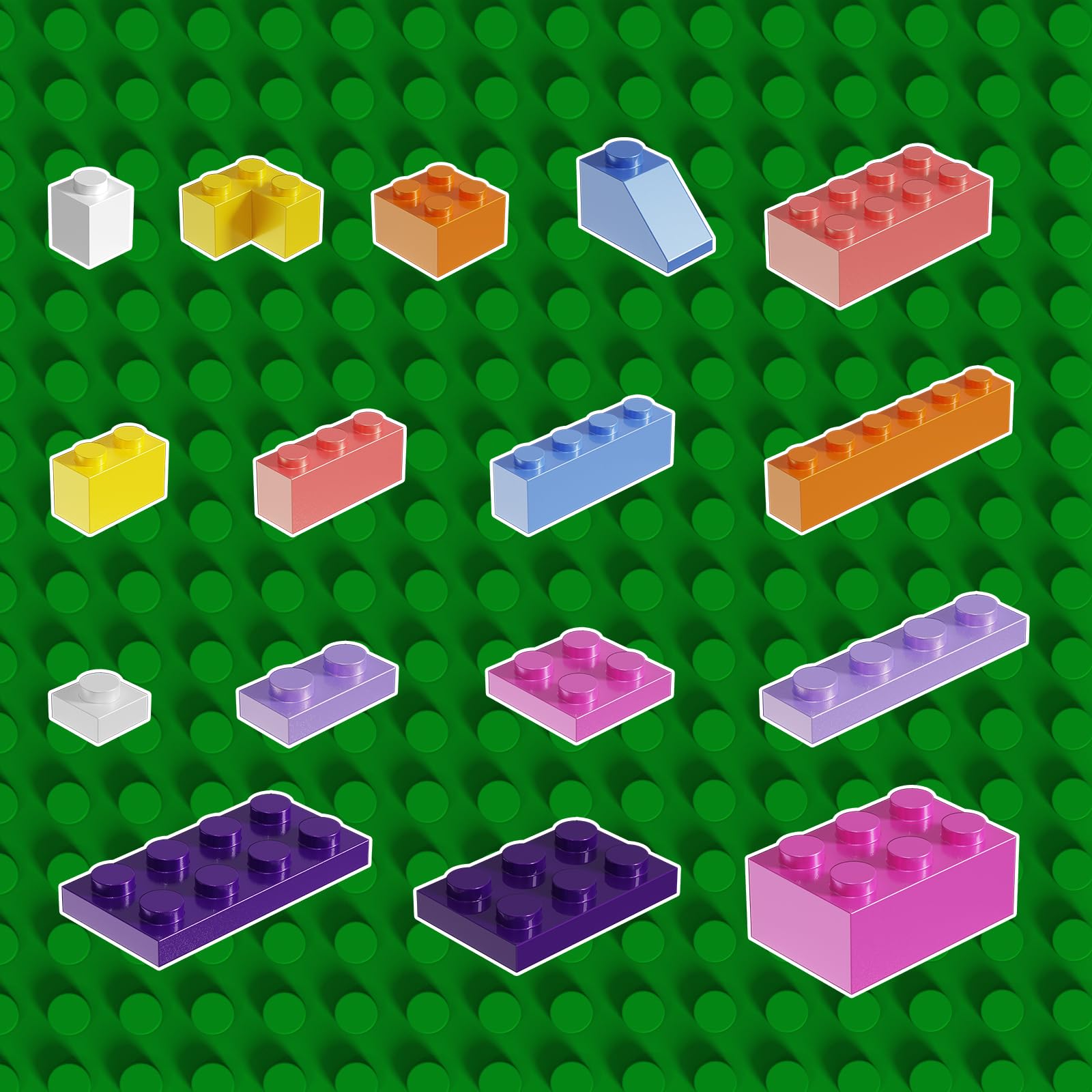 500 Piece Classic Building Bricks and 1 Green Baseplate, Compatible with Lego and Other Major Brands, Mixed Bricks Bulk Creative Building Toys, Blocks