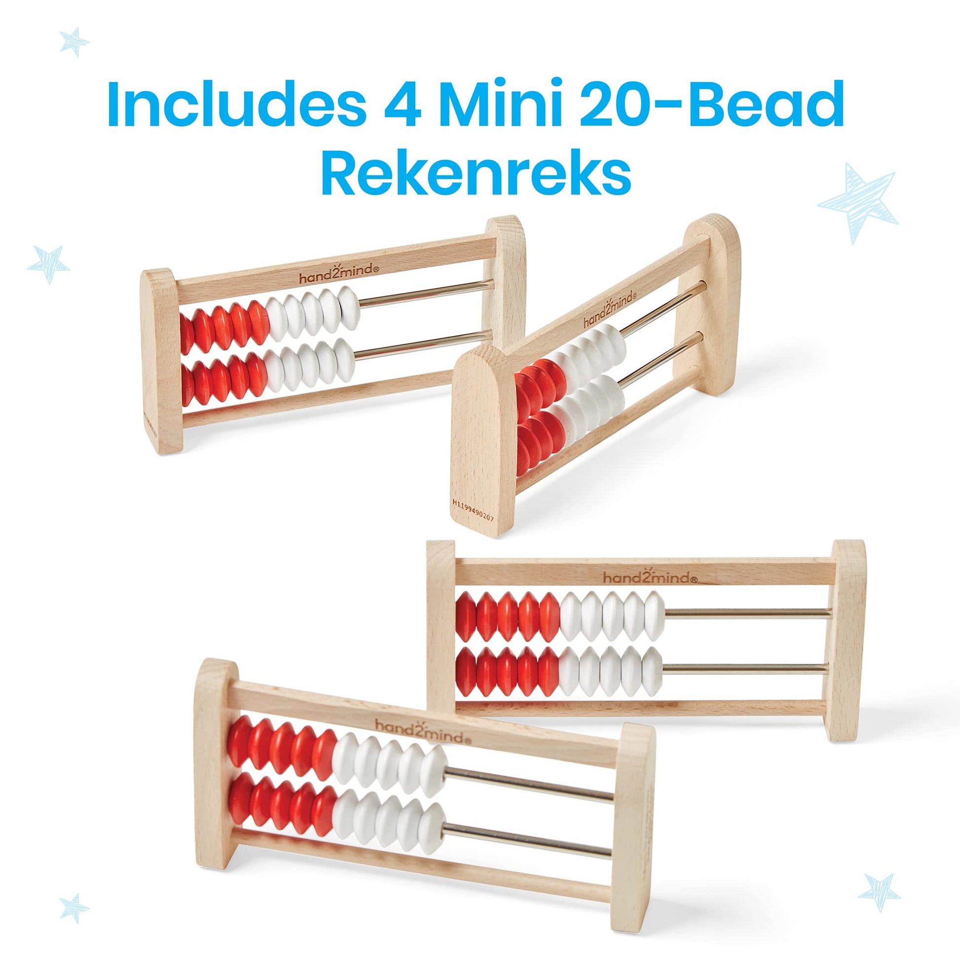 hand2mind Mini 20-Bead Wooden Rekenrek, Number Rack for Kids, Abacus for Kids Math, Counting Beads, Math Manipulatives, Elementary Teacher Must Haves