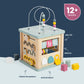 Bigjigs Toys Wooden Activity Cube - 100% FSC® Certified Busy Centre with Shape Sorter & Bead Maze, Sustainable Sensory Toys for 1 Year Old, 22cm W x
