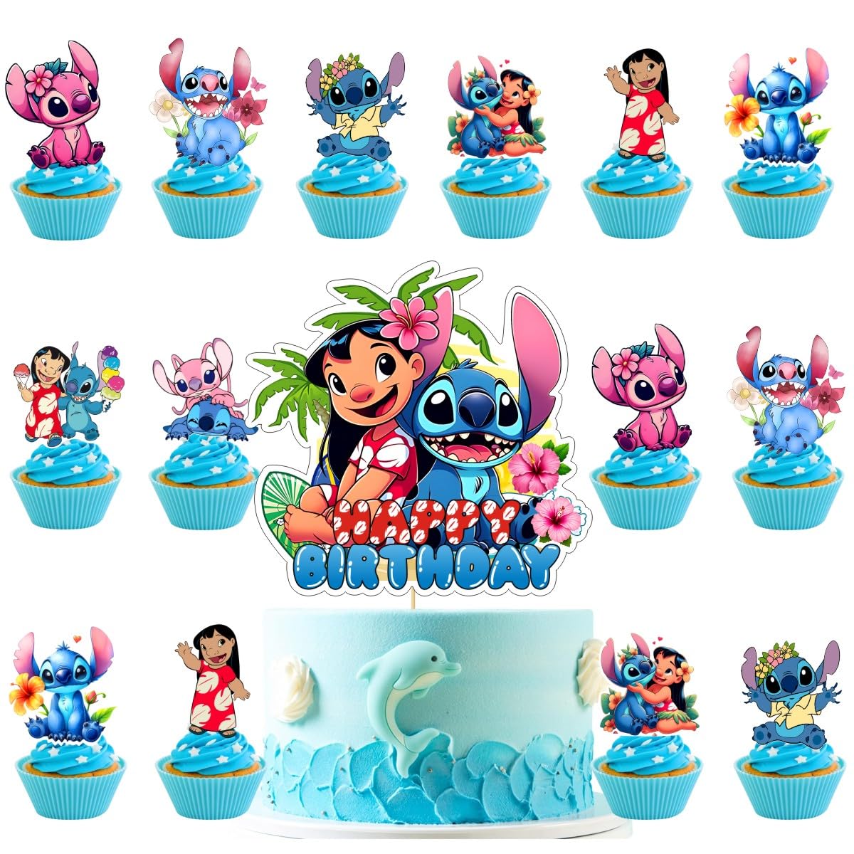 25 Pcs S Cake Topper and Cupcake Toppers Set Birthday Party Supplies for Birthday Decorations