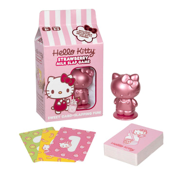 Hello Kitty Strawberry Milk Slap Game, Includes 76 Cards & Collectible Hello Kitty Figurine, Flip Cards & Be The Fastest to React to Pairs, Fives