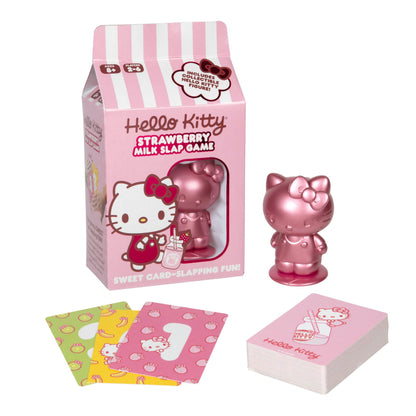 Hello Kitty Strawberry Milk Slap Game, Includes 76 Cards & Collectible Hello Kitty Figurine, Flip Cards & Be The Fastest to React to Pairs, Fives