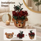 Rose Flower Bouquet Building Set with Bear Pot, Artificial Botanical Building Blocks Kit Compatible with Lego, Home Office Table Decoration, Romantic