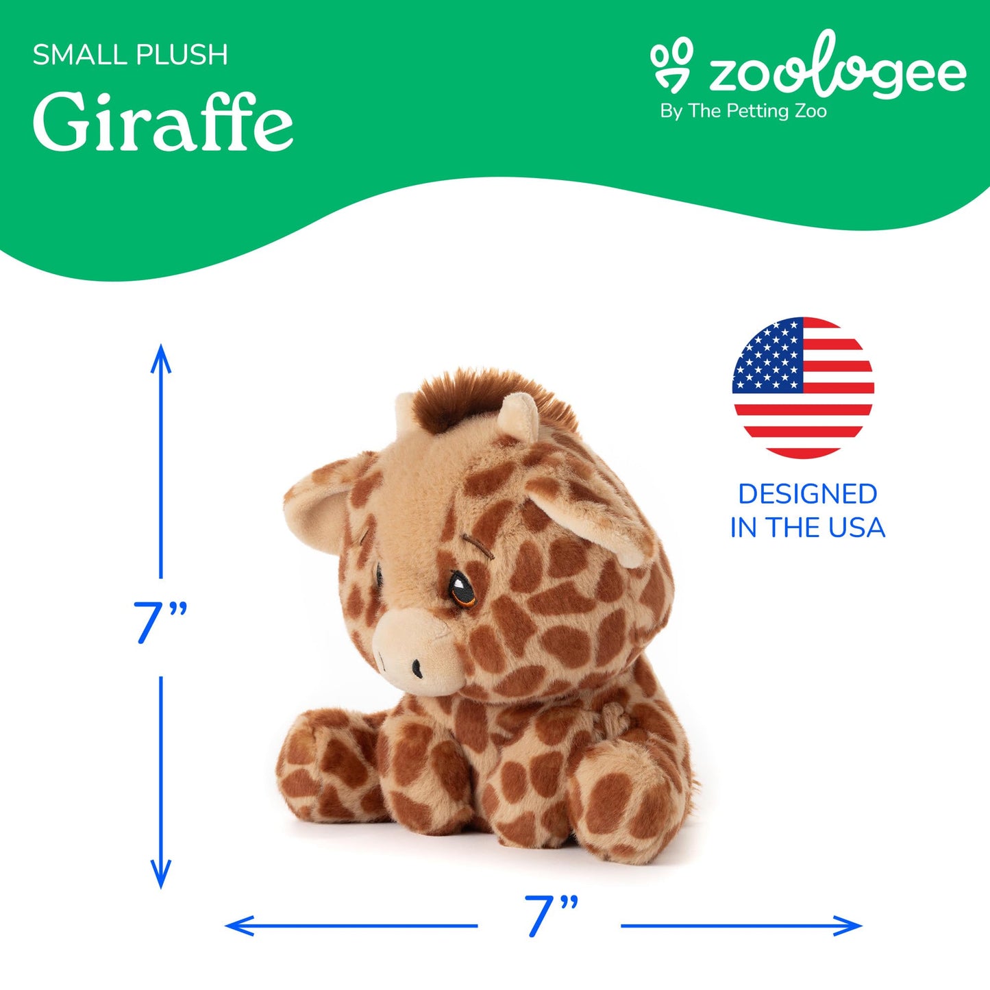 The Petting Zoo Giraffe Stuffed Animal Plushie, Gifts for Kids, Snugletz Zoologee Plush Toy, 7 in