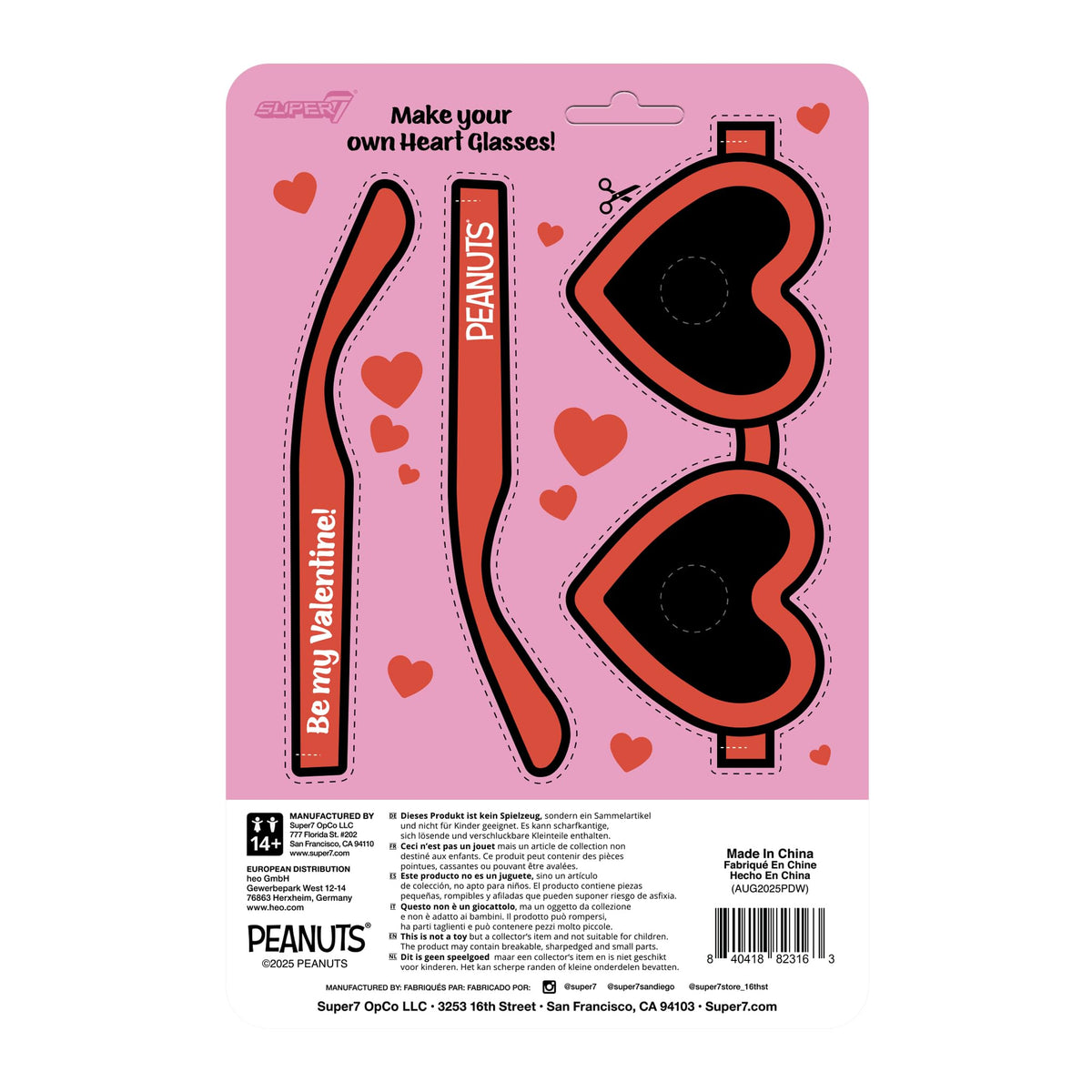 Super7 Reaction Figure Peanuts Snoopy (Heart Eyes) - 3.75" Peanuts Action Figure - Classic Cartoon Collectibles and Retro Toys