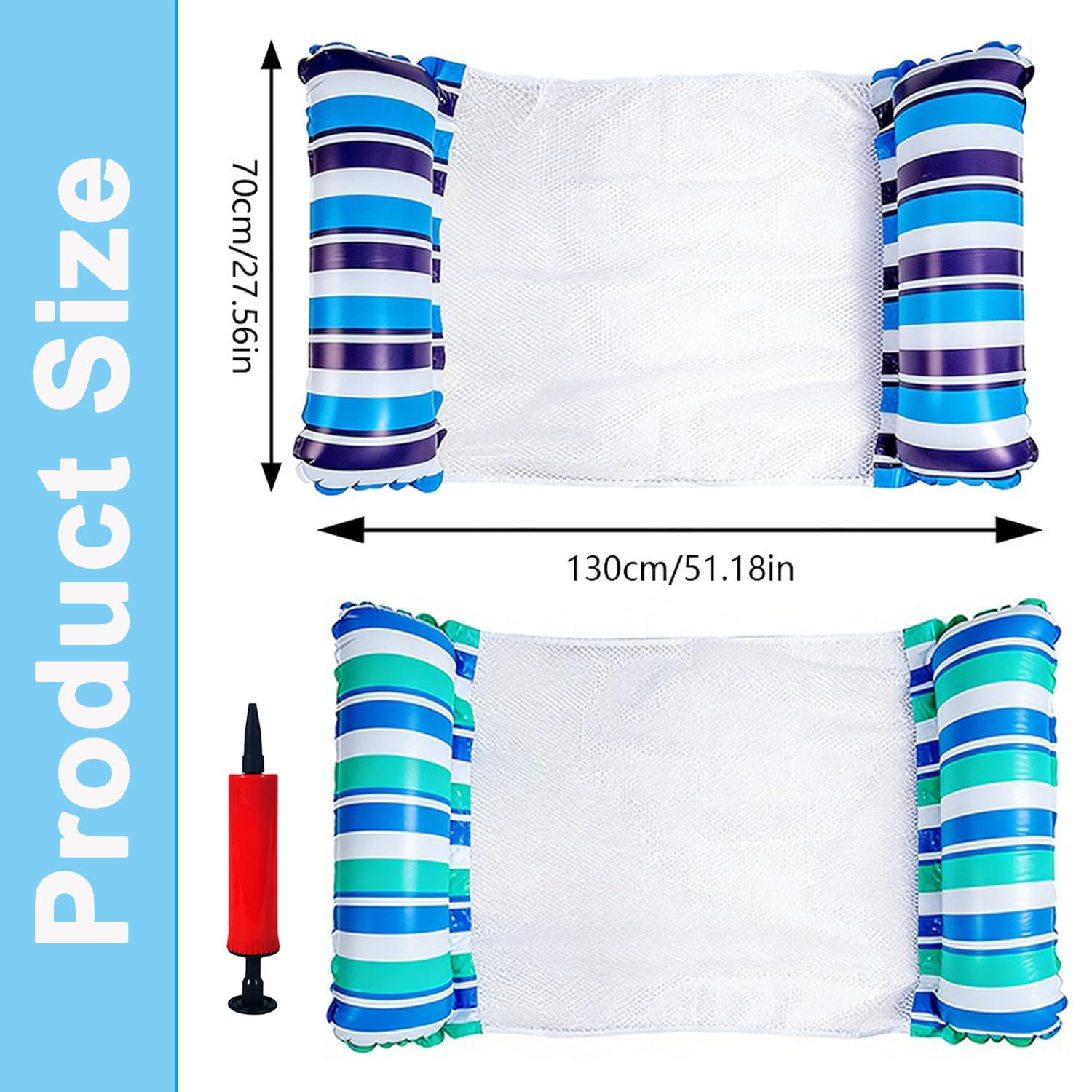 Goodffy 2 Pack Inflatable Pool Hammock Floats with Air Pump, Thick Water Pool Floats for Adults, 4-in-1 Water Hammock Chair, Saddle, Lounge,
