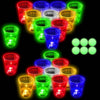 Glow in the Dark Beer Pong Set, Party Games for Beer Pong Table, 22 Light up Cups (5 Colors), 6 Glow Balls, 22 LED Lights, Storage Bag, Night Games