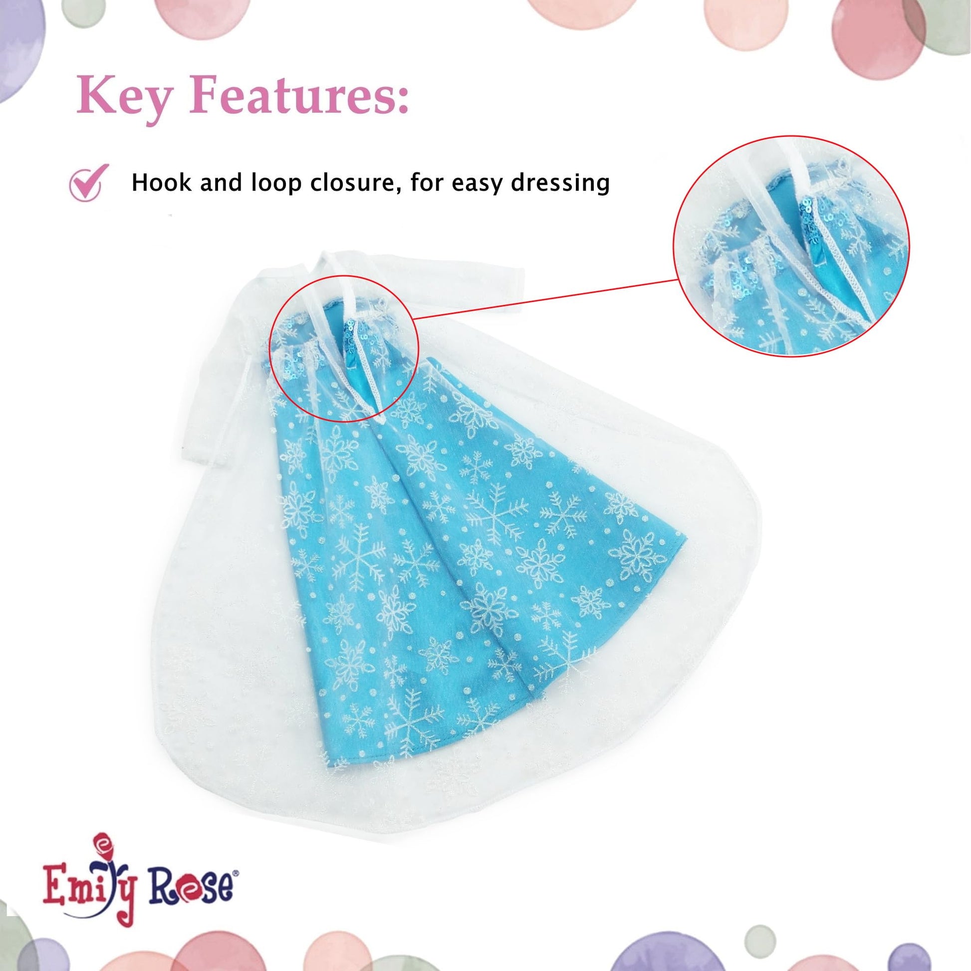 Emily Rose 14" Doll Ice Princess Dress Costume Set - Sparkly Snowflake Shoes Included | Fits 14-14.5" Hard Body Dolls | USA Brand | Doll NOT Included