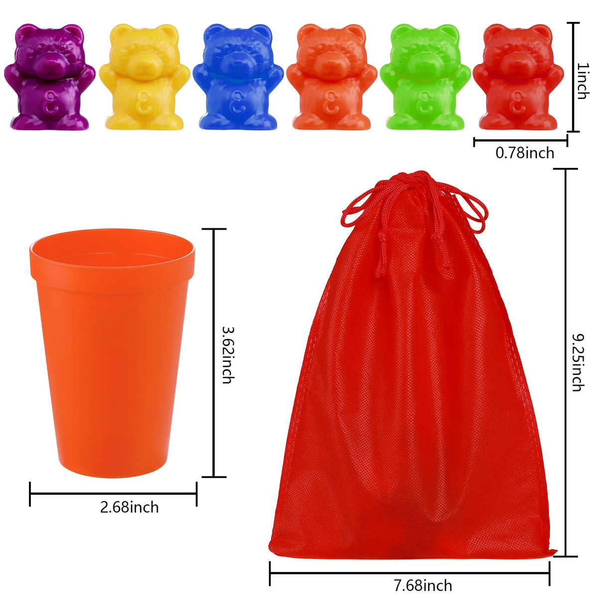 Jeffbaubl 67Pcs Counting Rainbow Bears with Matching Sorting Cups,Educational Sorting Toy for Toddler,Montessori Counting Toy Bears for Kid,Number
