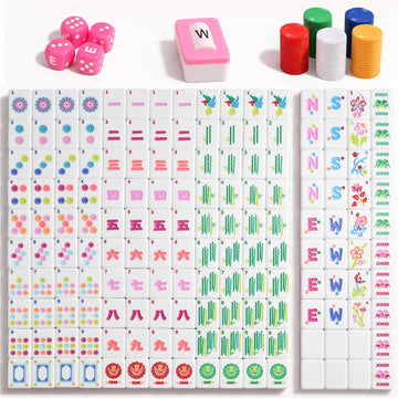 American Mahjong Set, 160 Pink Acrylic Tiles for Adults