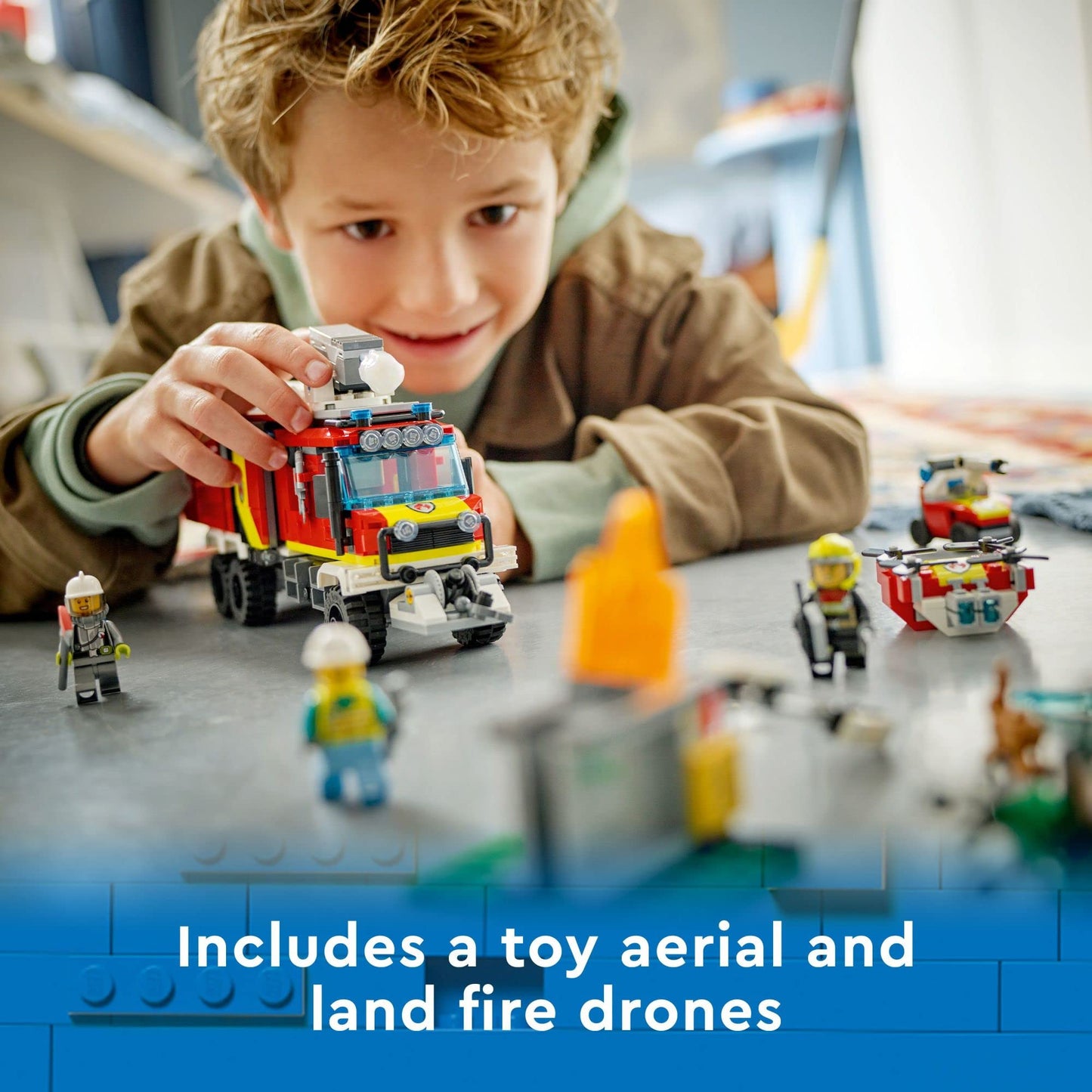 LEGO City Fire Command Truck Building Set - Fire Truck Toy with Land & Air Drones for Boys & Girls, Ages 7+ - Kids Pretend Play Toy with 3 Minifigures