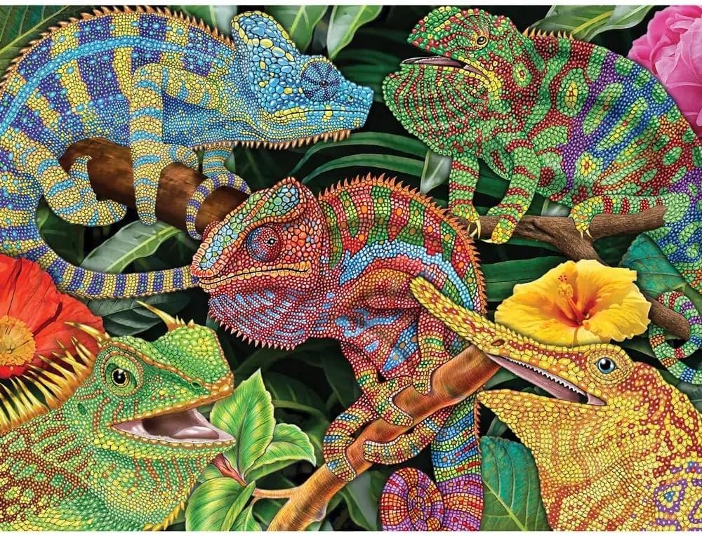 Bits and Pieces 300 Piece Puzzles for Adults - Lizards Collage - 300 Large Pieces 18" x 24" Jigsaw Puzzles, Iguana, Chameleon, Bearded Dragon, No 2
