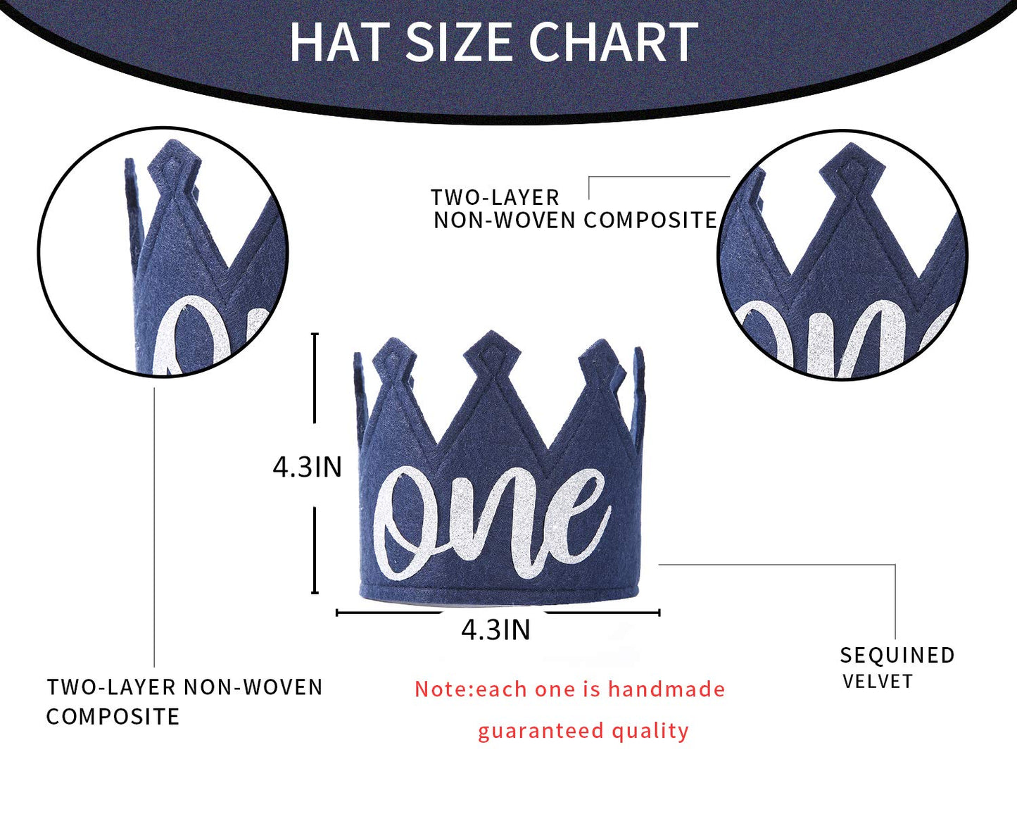 Navy Blue Birthday Crown For Kids - 1st Birthday Crown,1st Birthday Party Supplies