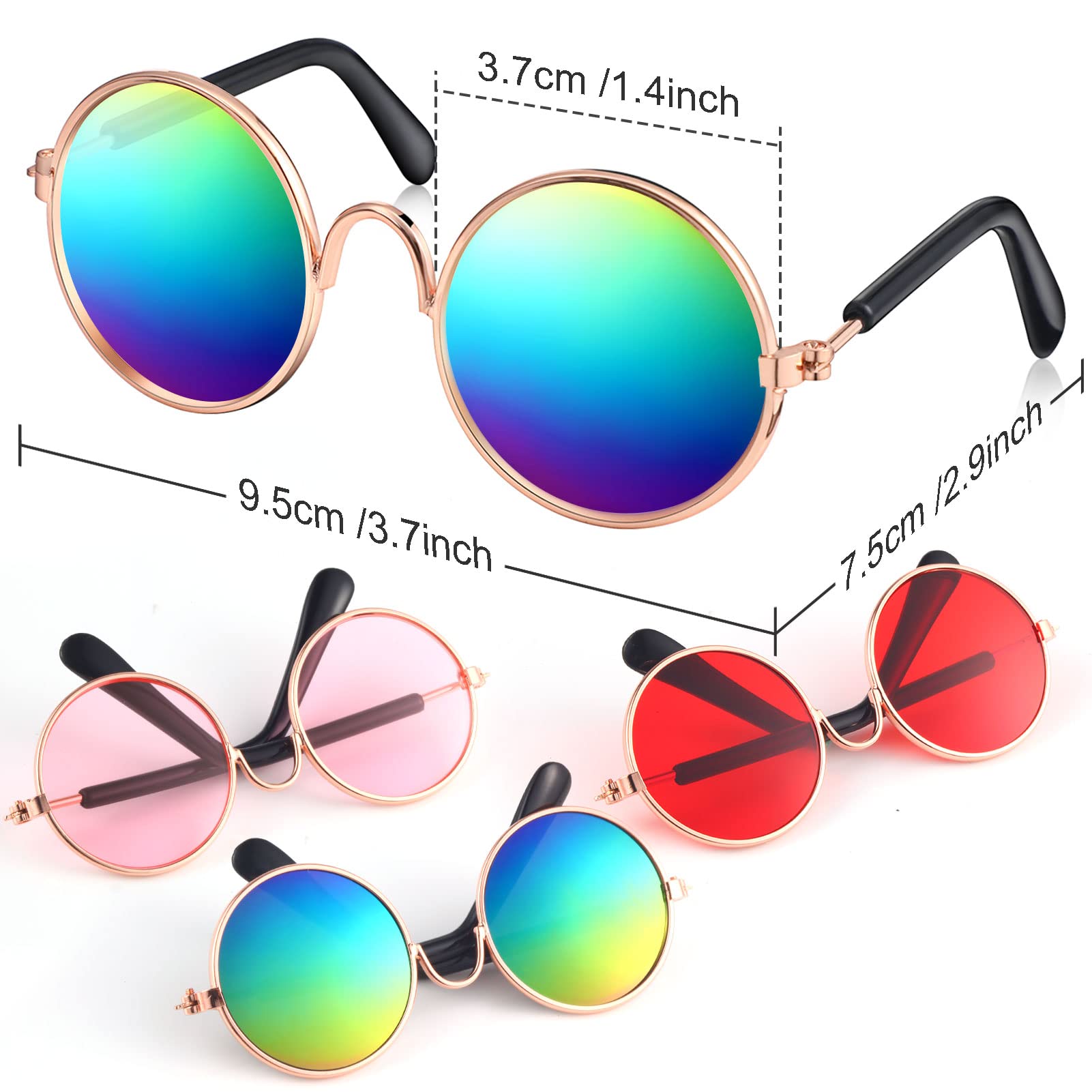 3 Pairs Doll Glasses Metal Wire Rim Clear Lens Eyewear Fabric Doll Dress Up Eyeglasses Mini Dolls Costume Accessories for 18 Inch and Other Item Dolls