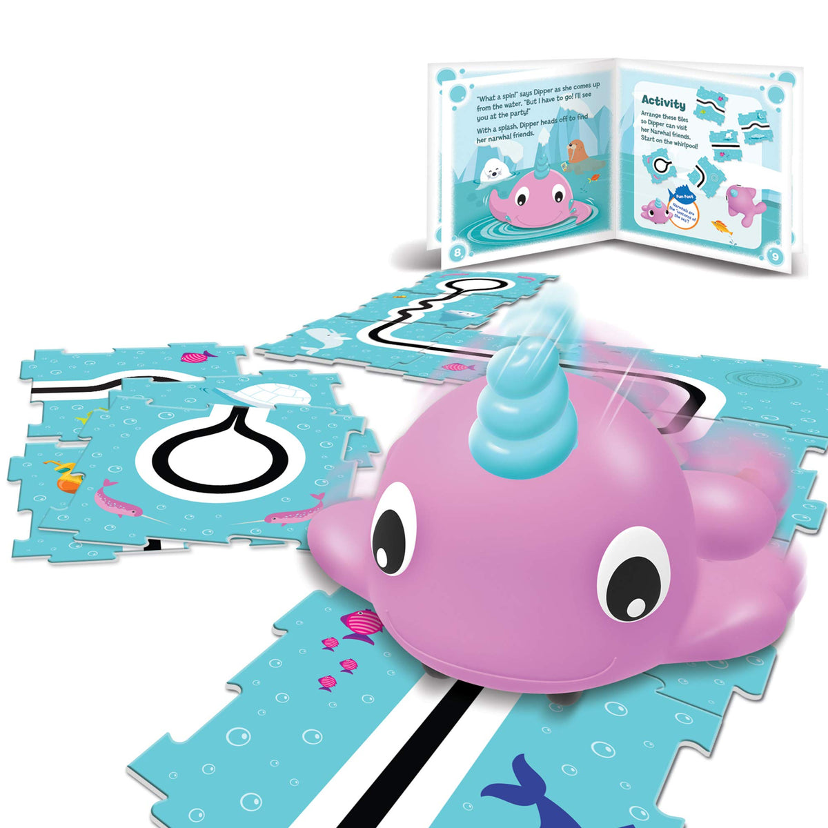 Learning Resources Coding Critters Go Pets Dipper the Narwhal - 14 Pieces, Ages 4+ Screen-Free Early Coding Toy For Kids, Interactive STEM Coding Pet,