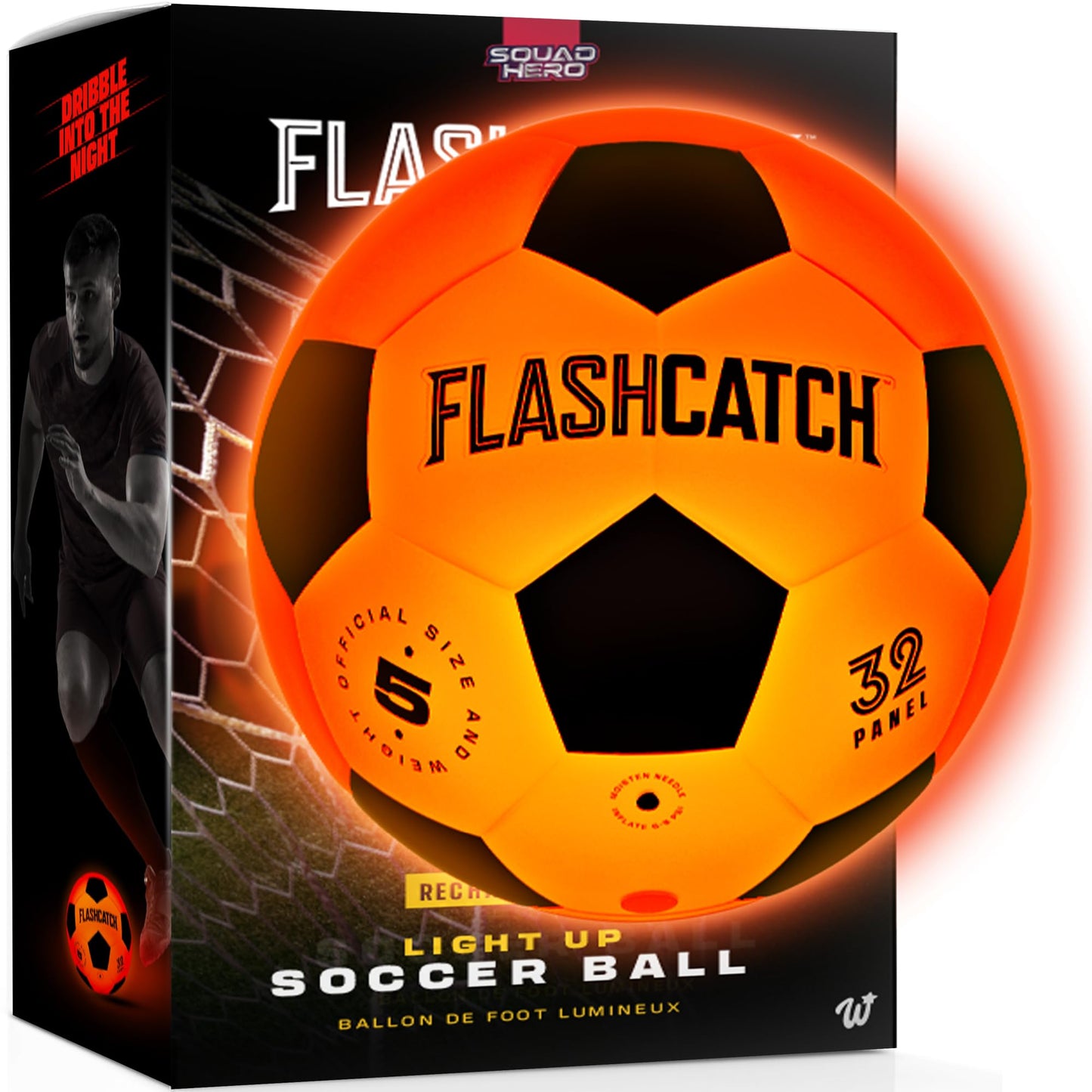 FlashCatch Rechargeable Light Up Soccer Ball - Glow in The Dark Balls - Gifts for Boys 8-12 12-14 - 9 Year Old Boy Birthday Gift Age 7, 8-10, 10-12
