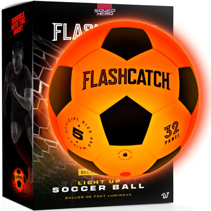 FlashCatch Rechargeable Light Up Soccer Ball - Glow in The Dark Balls - Gifts for Boys 8-12 12-14 - 9 Year Old Boy Birthday Gift Age 7, 8-10, 10-12