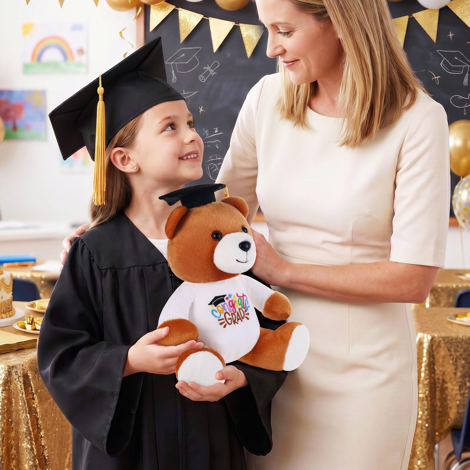 ZJoey Blank Bear with Graduation Cap Toys Autograph Stuffed Teddy Bear Class of 2026 Graduated Plush Stuffed Teddy Animal for Graduation Day Gift(Grad