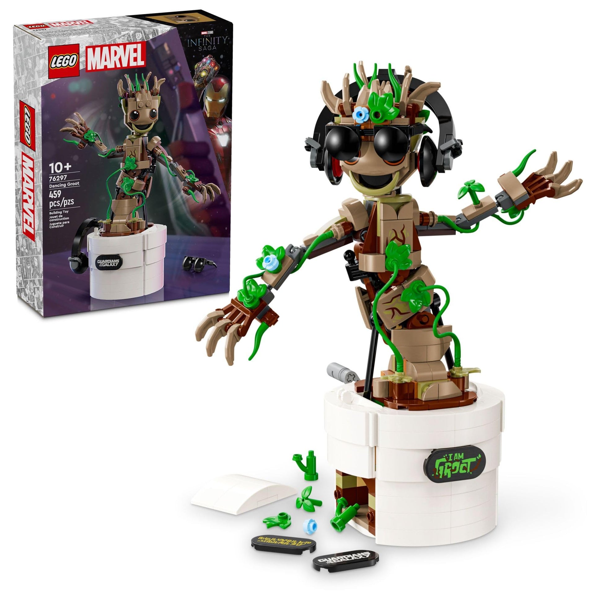 LEGO Marvel Dancing Groot, Guardians of the Galaxy Toy, Buildable Birthday Gift, Marvel Toy, Super Hero Hand-Operated Interactive Playset, Marvel Gift
